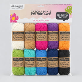 Scheepjes Catona Minis Colour Pack with colourful yarn balls on a white background