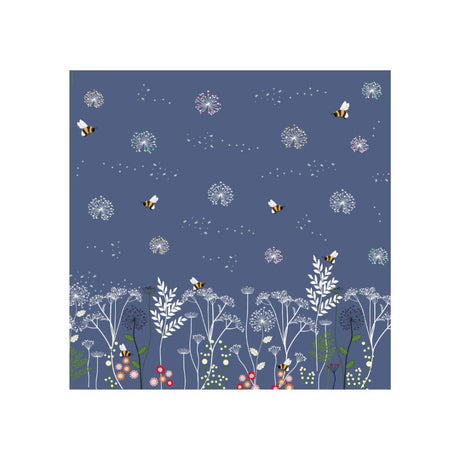 Sewing Sanctury Chanting Meadow Double Border Sea Blue Cotton Fabric