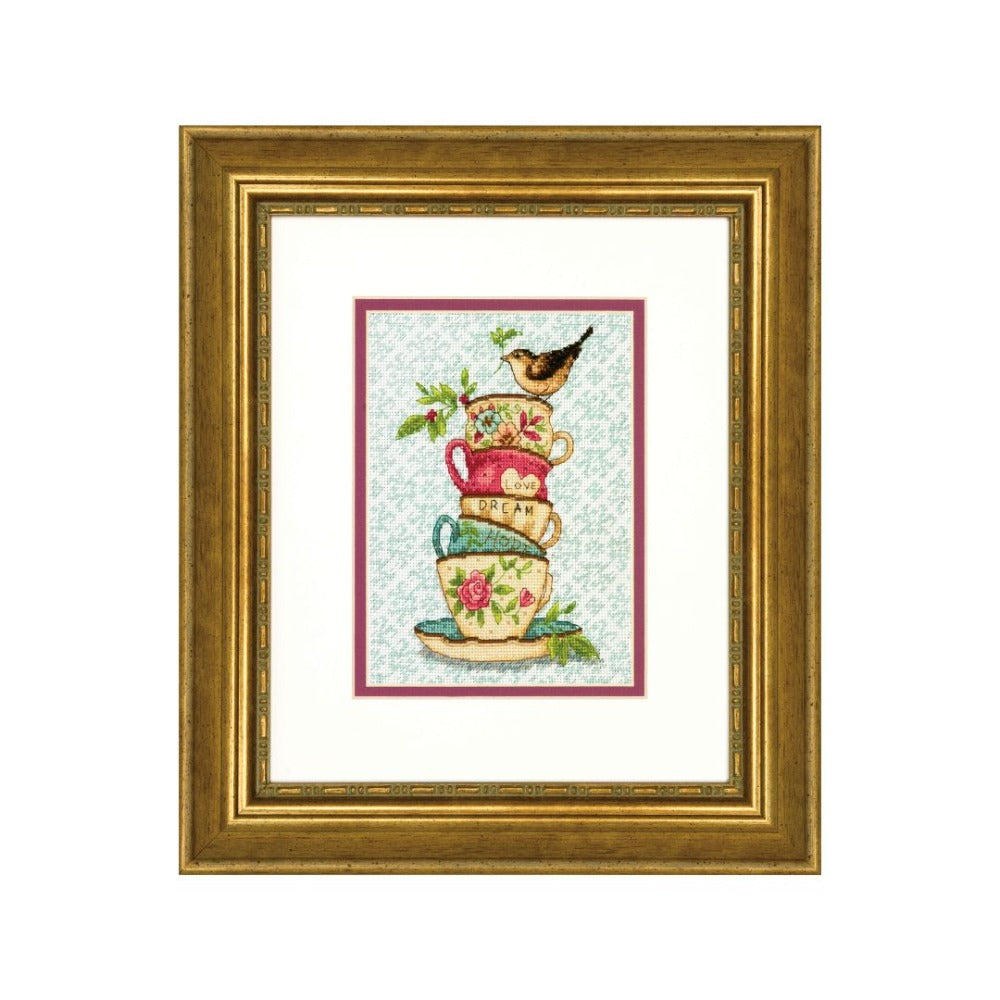 Stacked Tea Cups Cross Stitch Kit