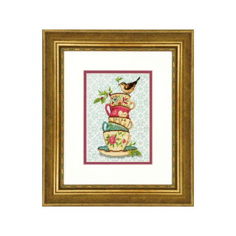 Stacked Tea Cups Cross Stitch Kit