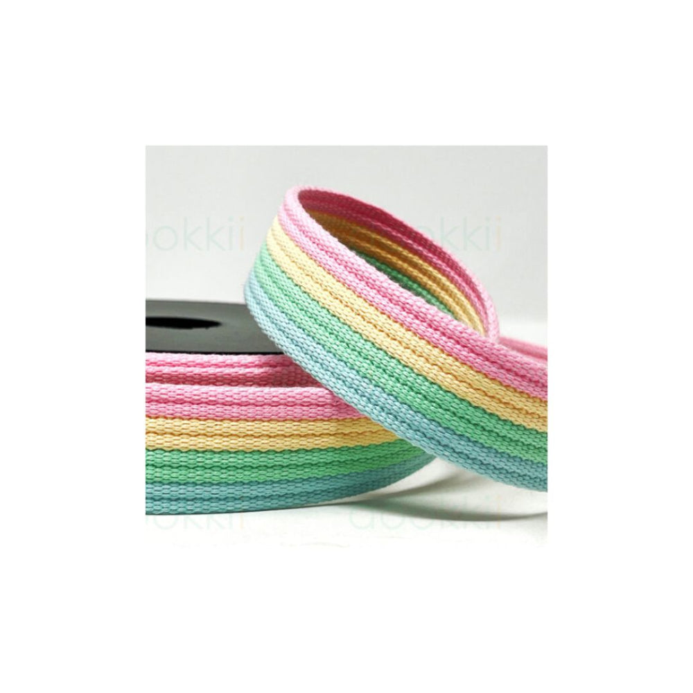 Structured Pastel Sky Mint Lemon Pink 32 mm Webbing for Bag Handles