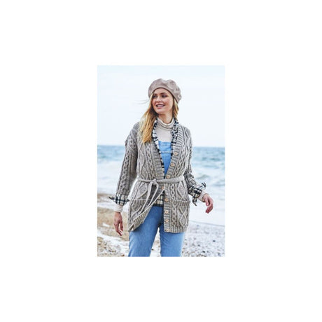 Stylecraft Aran Cardigan with 3/4 Sleeve Knitting Pattern 9872