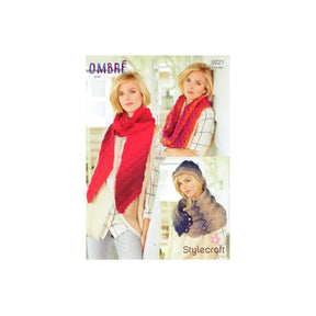 Stylecraft Aran Scarf and Snood Knitting Pattern 9221