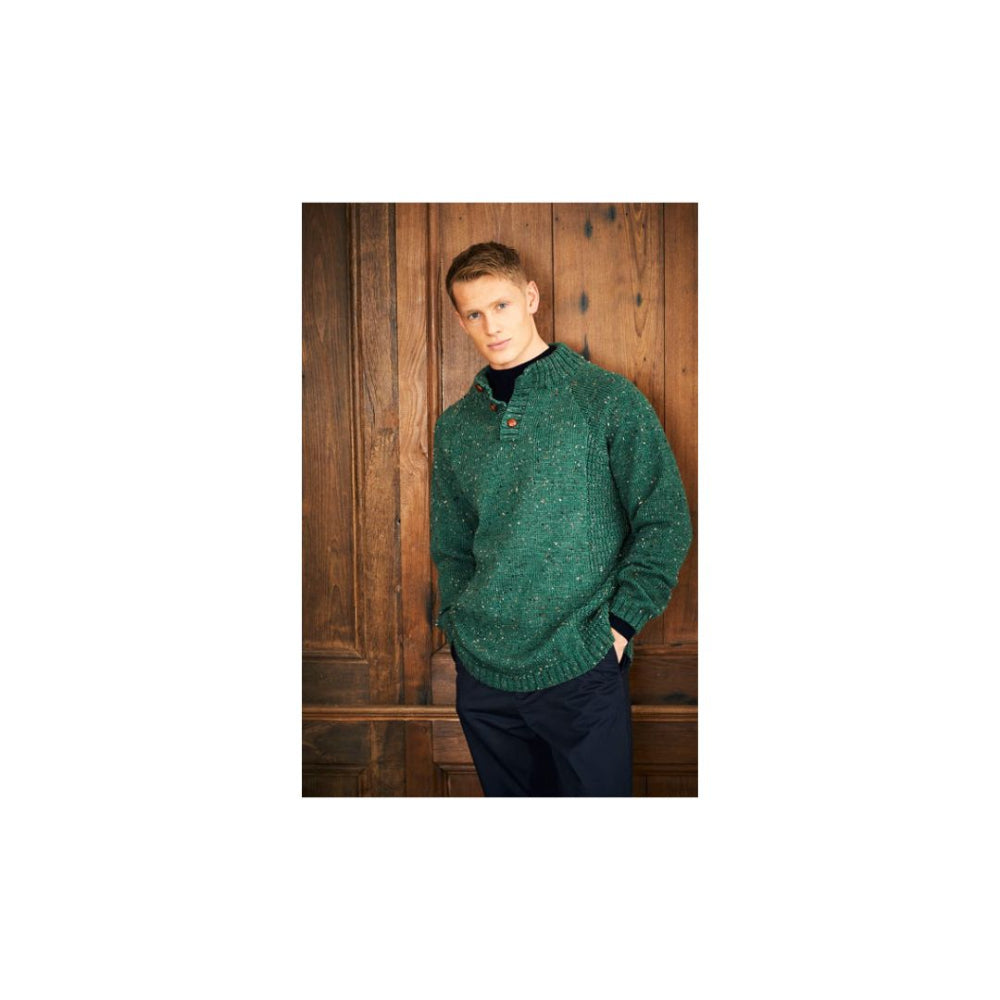 Stylecraft Buttoned Sweater Mens Knitting Pattern 9653