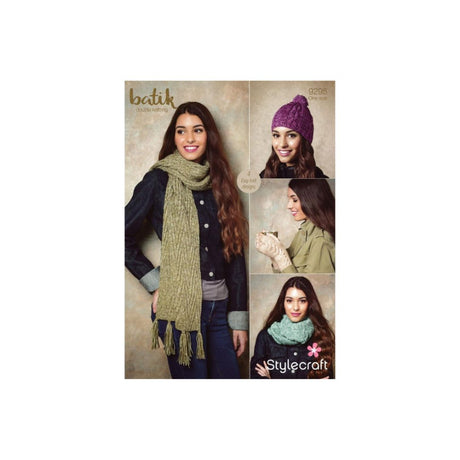 Stylecraft Hat, Cowl, Scarf and Fingerless Mittens Knitting Pattern 9295