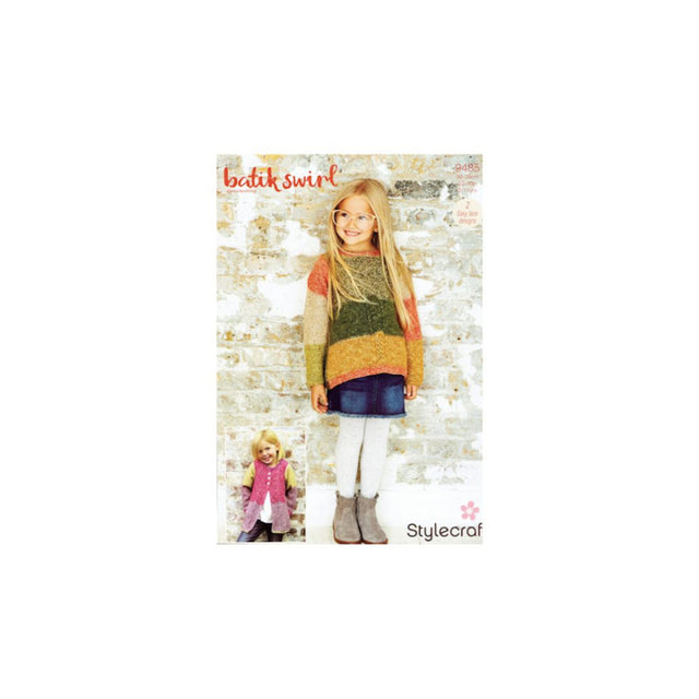 Stylecraft Kids Lace Cardigan and Sweater Knitting Pattern 9485