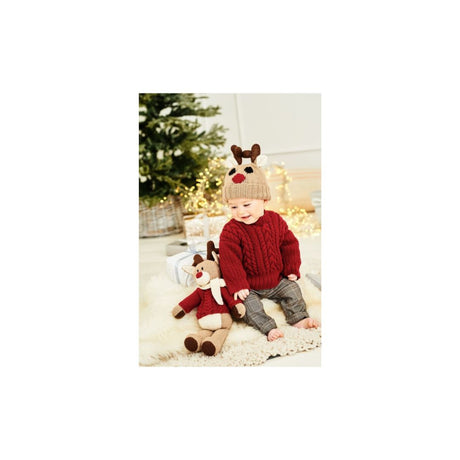 Stylecraft Kids Sweater, Reindeer Hat and Reindeer Toy Knitting Pattern 9869