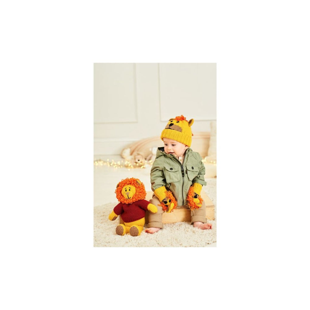Stylecraft Lion Hat, Mittens and Toy Knitting Pattern 9868