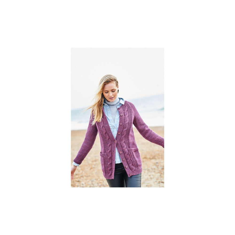 Stylecraft Long Aran Cardigan with Pockets Knitting Pattern 9871
