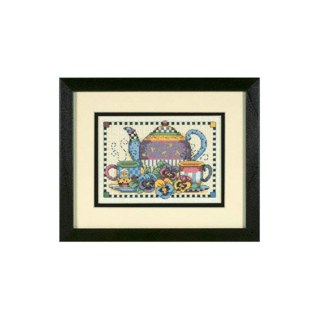 Teatime Pansies Cross Stitch Kit