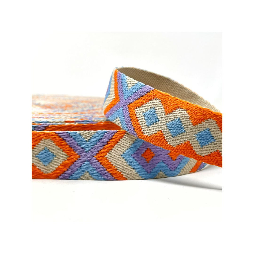 Tribal Orange Stone Sky Lilac Bag Handle Webbing 38 mm