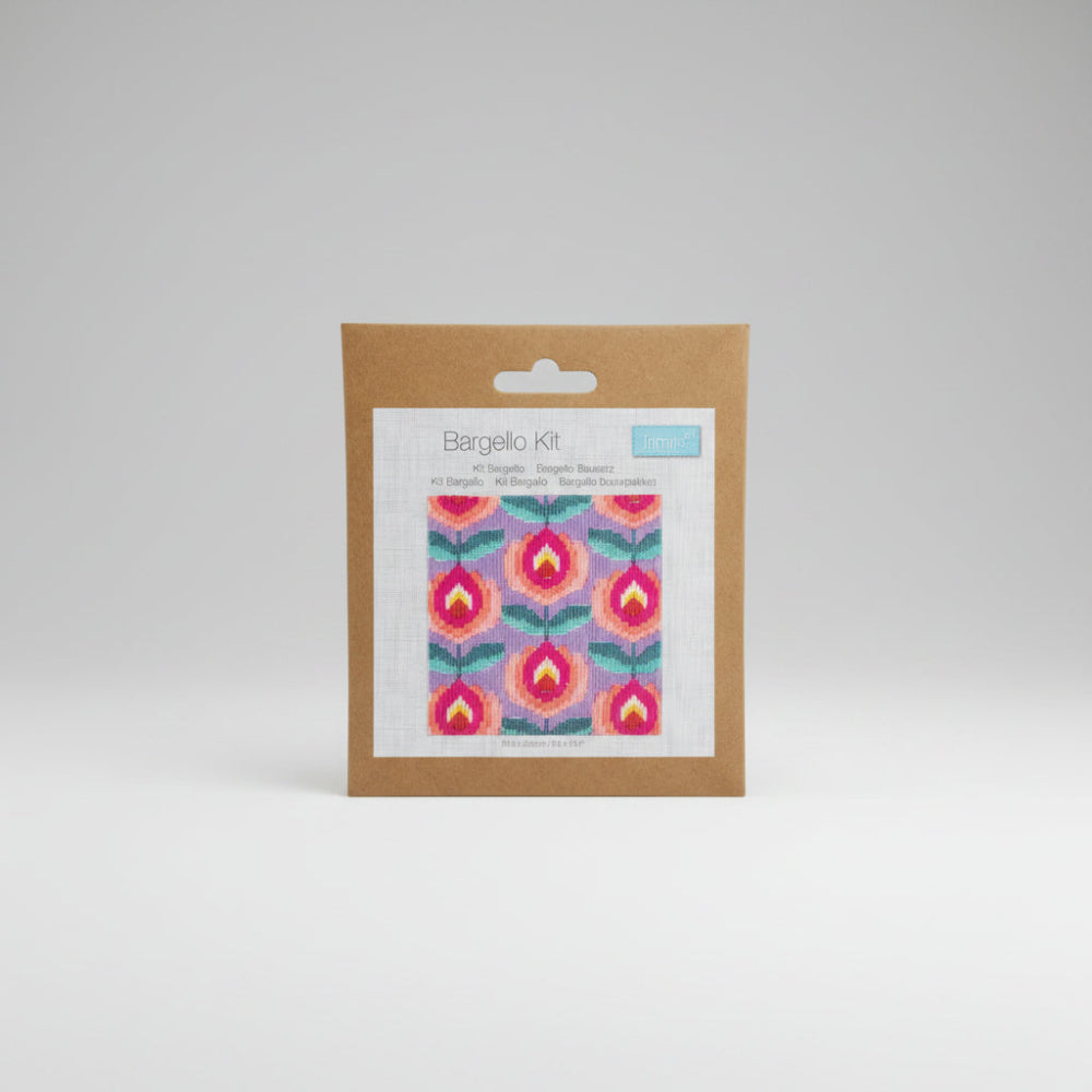 Bargello Kit packaging with floral pattern and brand label on a white background