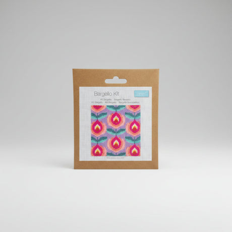 Bargello Kit packaging with floral pattern and brand label on a white background