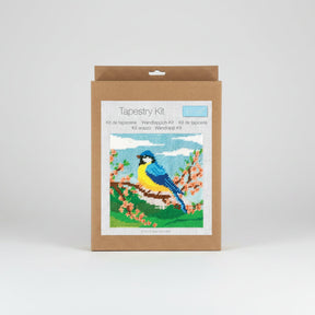 Tapestry kit with a bird design on a white background