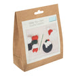 Kraft paper packaging for 'Make Your Own Crochet Coasters' kit with illustrations on a white background.