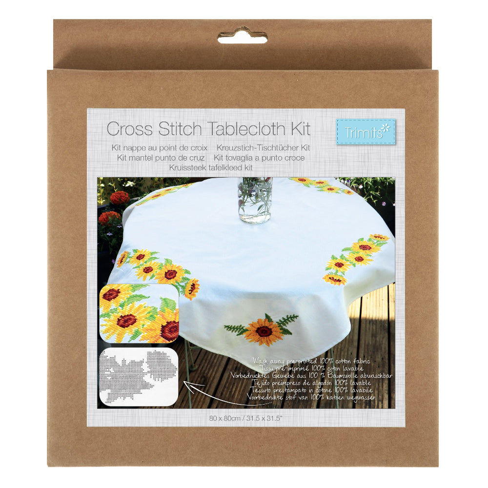 Trimits Cross Stitch Sunflower Table Cloth Kit