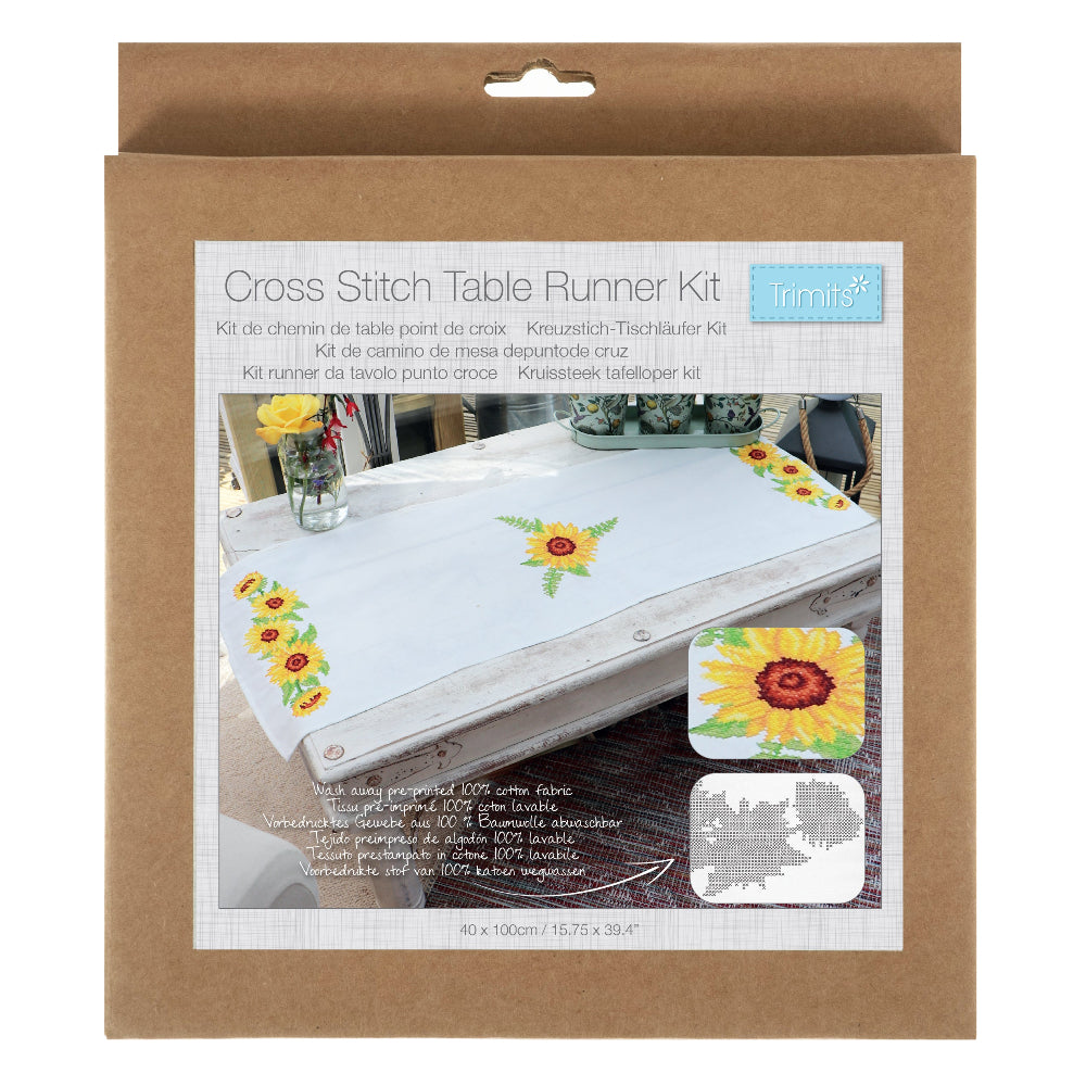 Trimits Cross Stitch Sunflower Table Runner Kit
