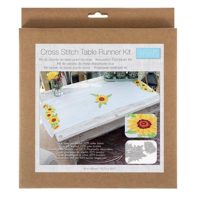 Trimits Cross Stitch Sunflower Table Runner Kit