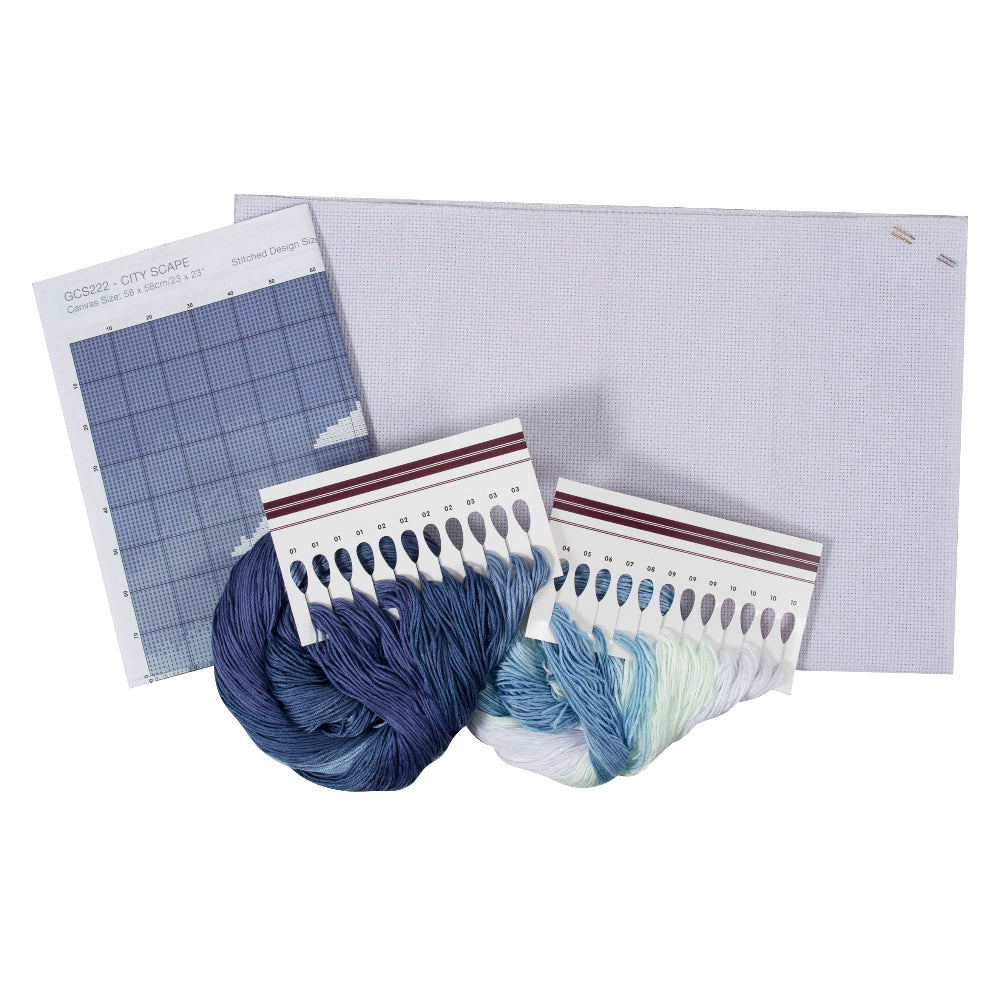 Trimits Extra Large City Scape Cross Stitch Kit Contents