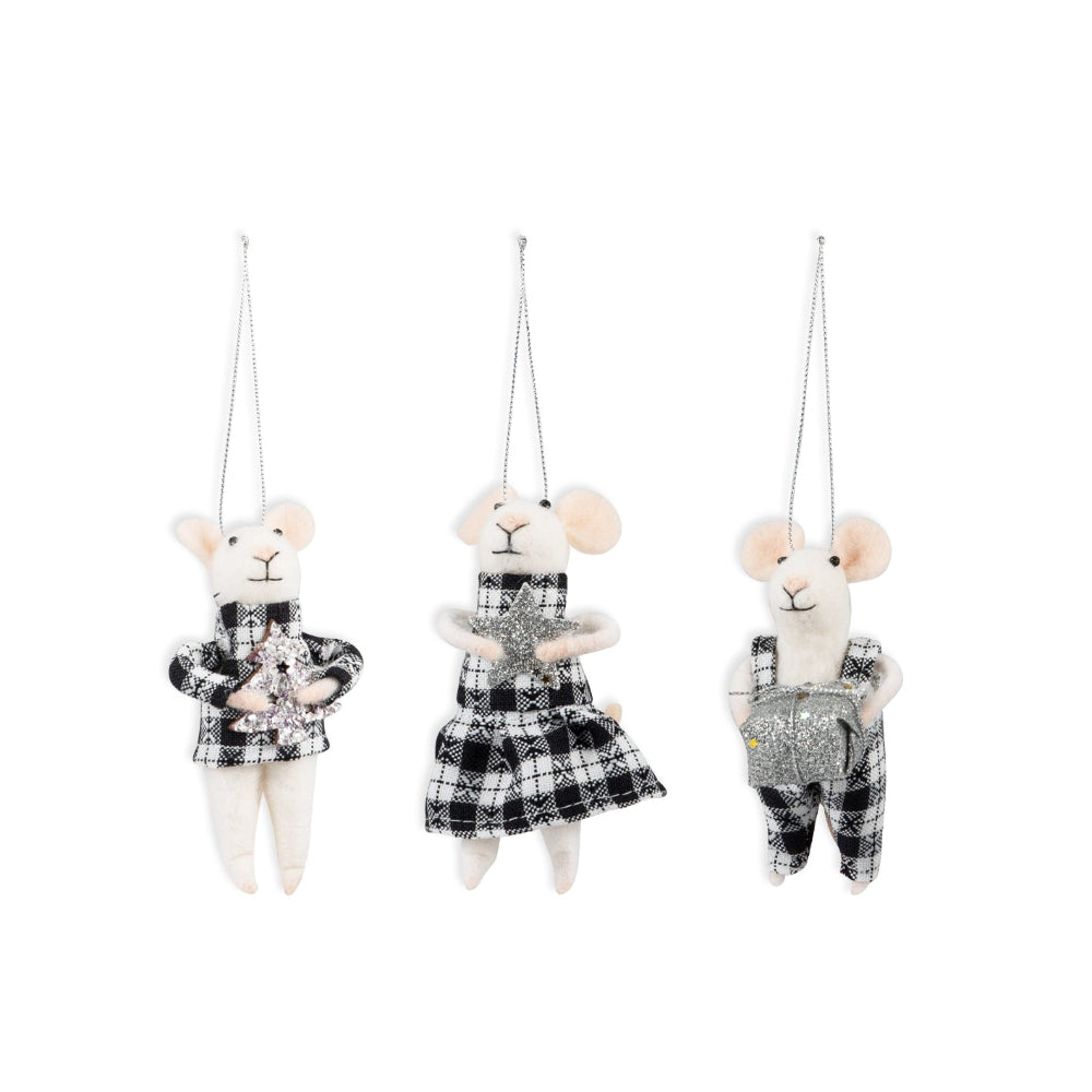 Trimits Needle Felting Kit Mono Tartan Mice Trio