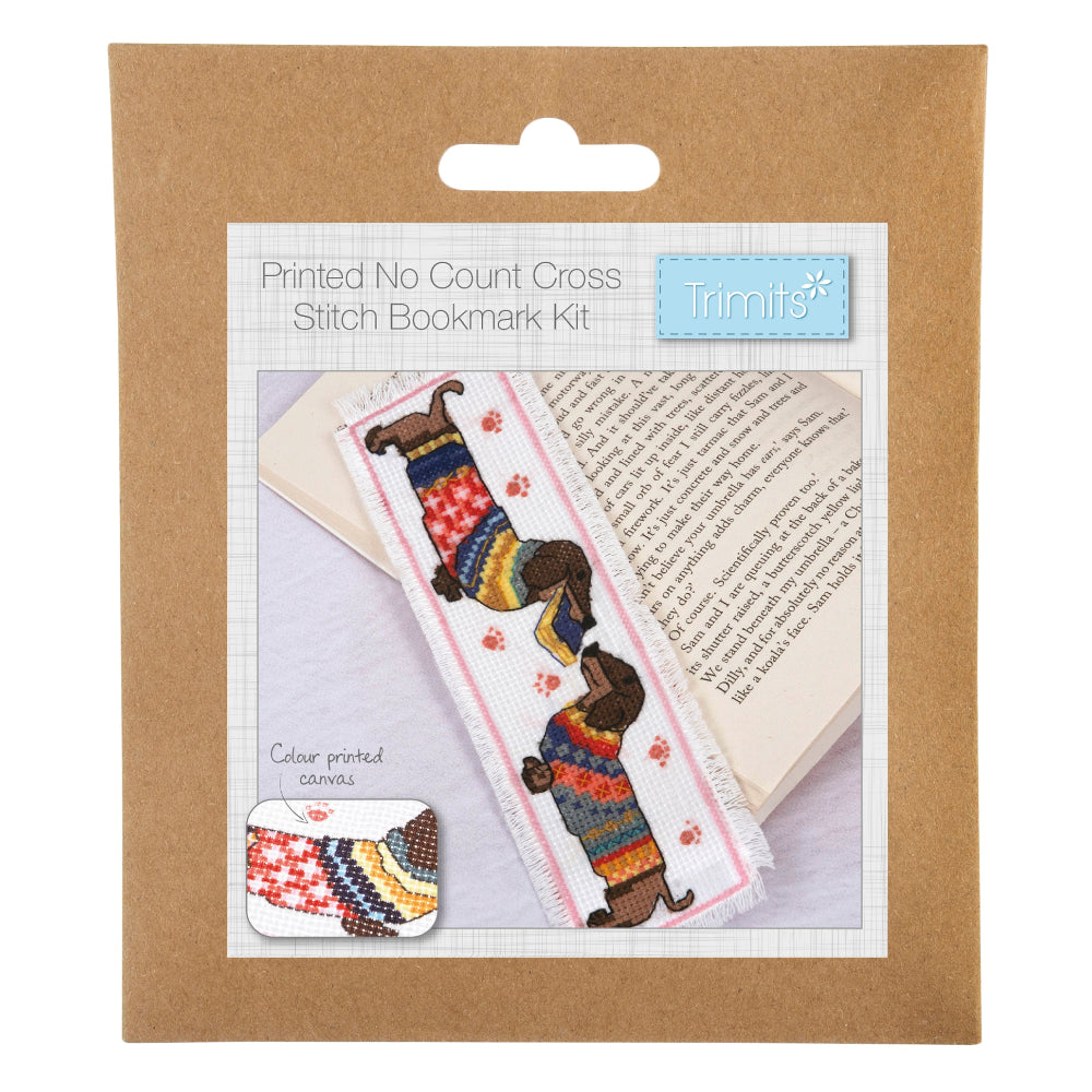 Trimits No Count Dachshund in Jumper Bookmark Cross Stitch Kit