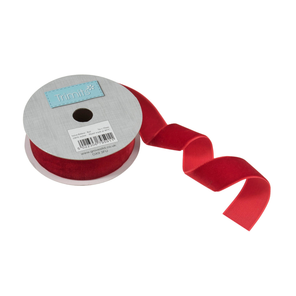 Trimits Red Velvet Ribbon 25 mm