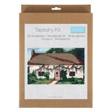 Tapestry kit packaging with a house illustration on a white background