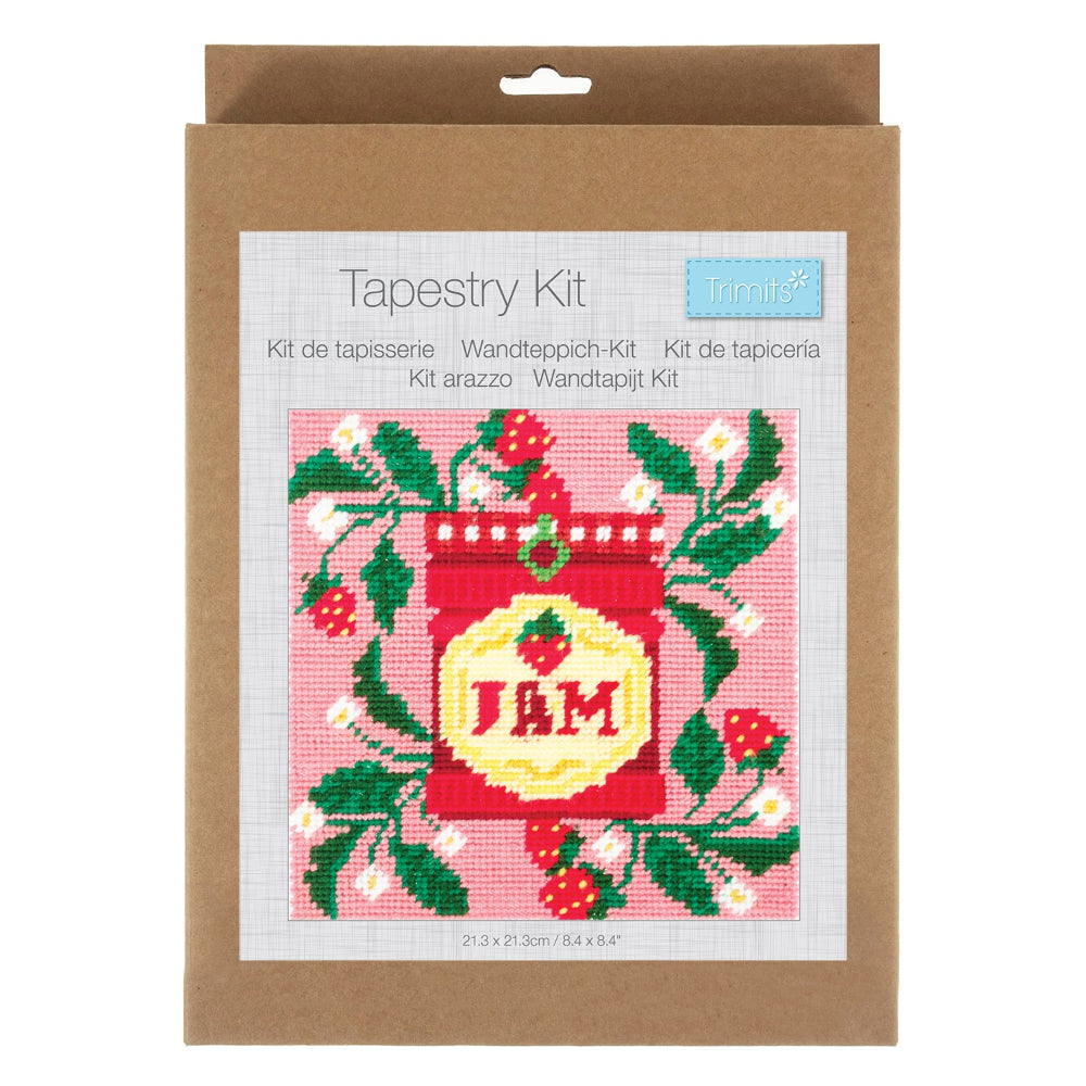 Tapestry kit packaging with 'Jam' design on a white background
