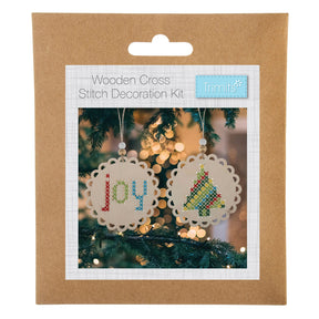Trimits Wooden Cross Stitch Kit Joy & Tree