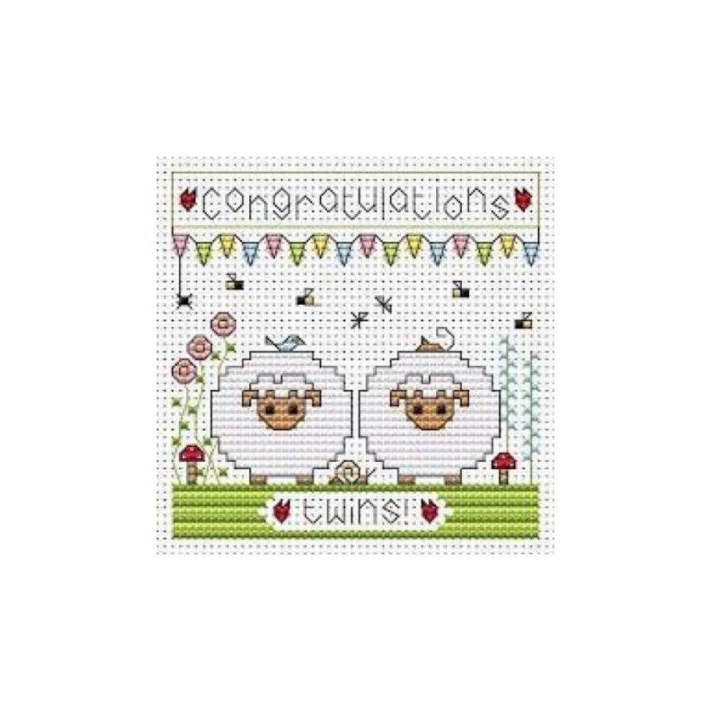 Twin Sheep Cross Stitch Card