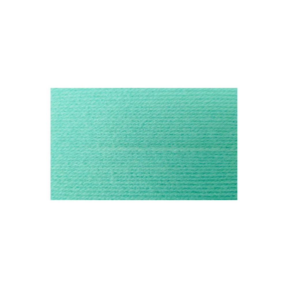 A rectangular mint green textured yarn swatch centered on a plain white background.
