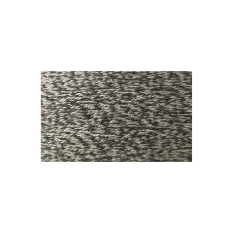 A rectangular close-up swatch of a heathered, texturedy arn sample in a speckled grey and off-white pattern, centered on a plain white background.