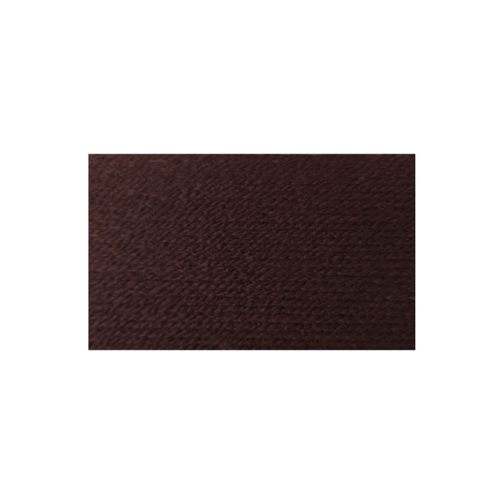 A rectangular dark brown textured yarn swatch centered on a plain white background.