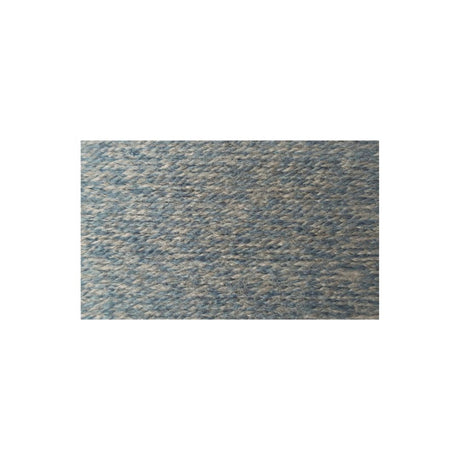 A rectangular close-up swatch of textured yarn in a heathered blue and beige tone, centered on a plain white background.