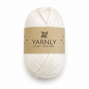 A skein of Yarnly Lustre T-Shirt Yarn in a warm off-white/cream color, wrapped in a brown kraft paper label, on a clean white background.