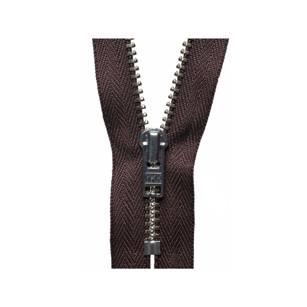 YKK Metal Trouser Zip 18 cm Brown