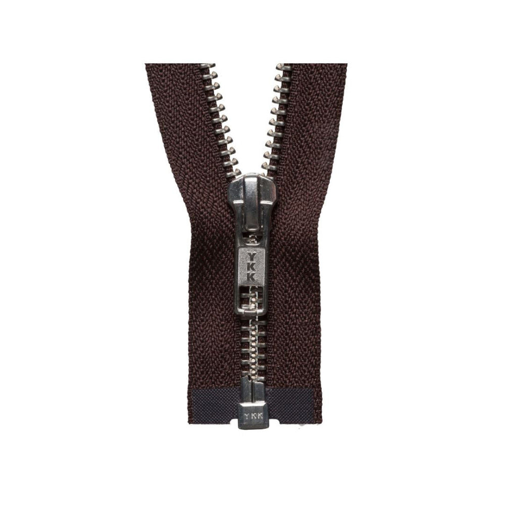YKK Nickel Free Metal Open End Zip 66 cm Brown