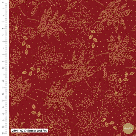 Classic Christmas Fabric Christmas Leaf Red