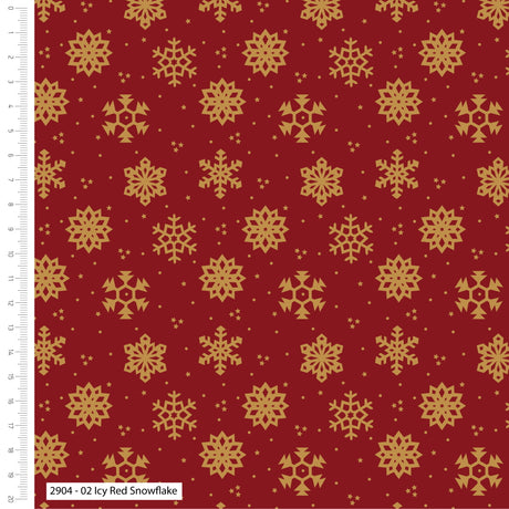 Metallic Christmas Fabric Snowflake Red