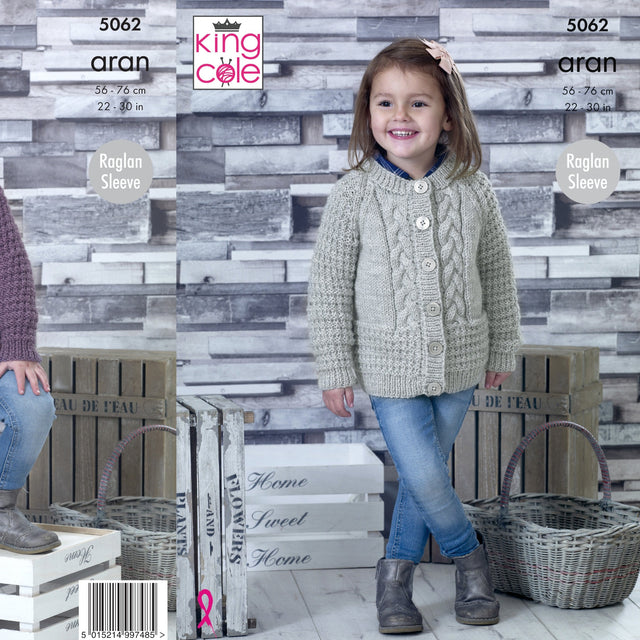 King Cole Kids Aran Knitting Pattern 5062