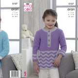 King Cole Kids Aran Knitting Pattern 5157