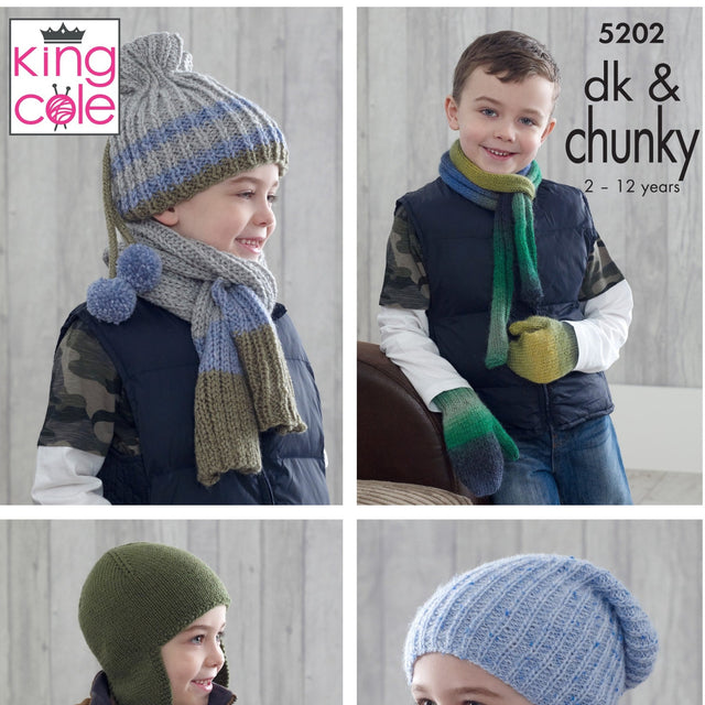 King Cole Kids Hat & Scarf Pattern 5202