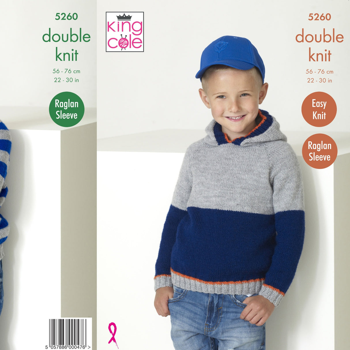King Cole Kids Hoodie DK Pattern 5260