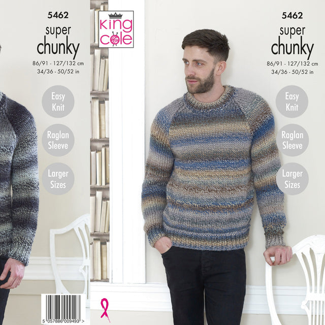 King Cole Mens Super Chunky Knitting Pattern 5462