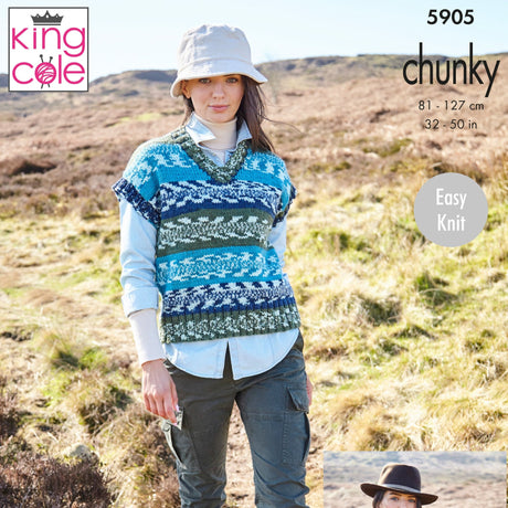 King Cole Chunky Knitting Pattern 5905
