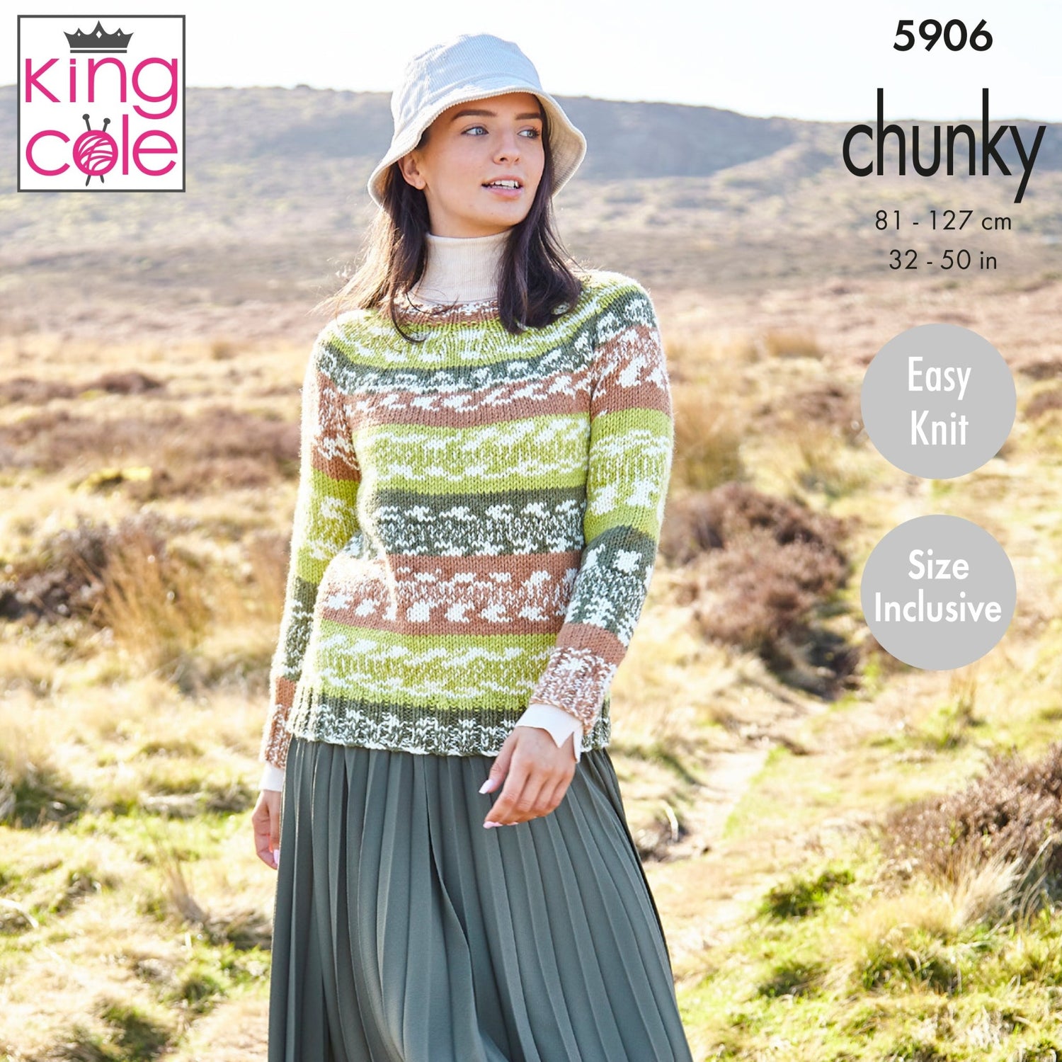 King Cole Nordic Chunky Knitting Pattern 5906 Wool n Stuff