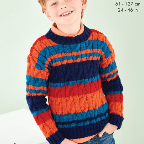 King Cole Kids Striped DK Sweater Pattern 5940