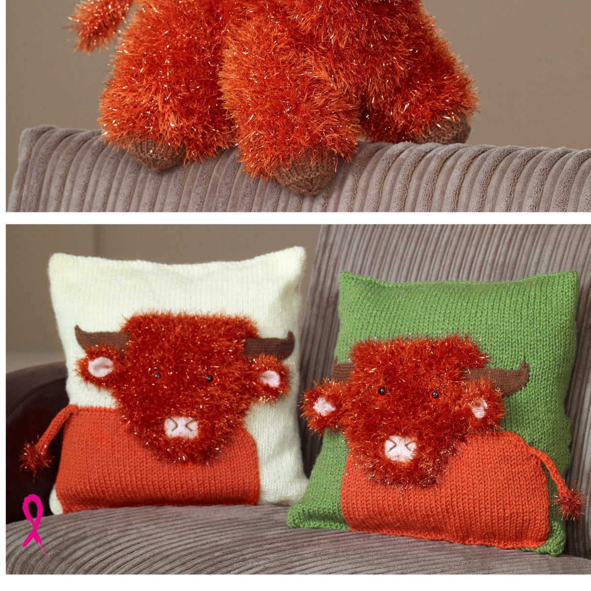 King Cole Highland Cow Cushion Pattern 9089