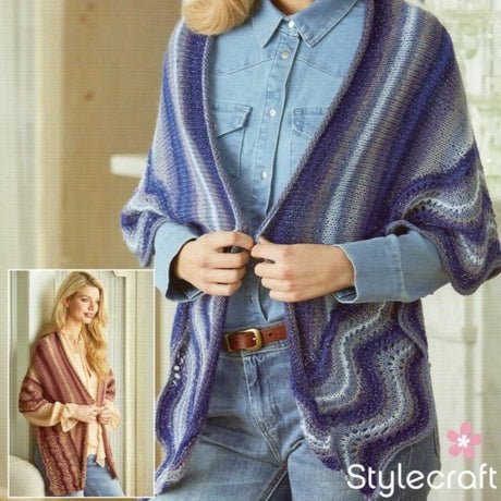 Stylecraft Shawl DK Knitting Pattern 9424