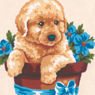 Puppy in Flowerpot Tapestry Kit